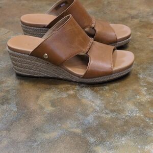UGG Women's Brown Leather Wedge Sandals, Size 7, Great Condition